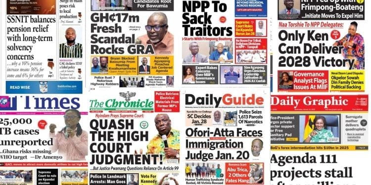 Newspapers, Ghana news, Headlines, Wednesday January 14, 2026,