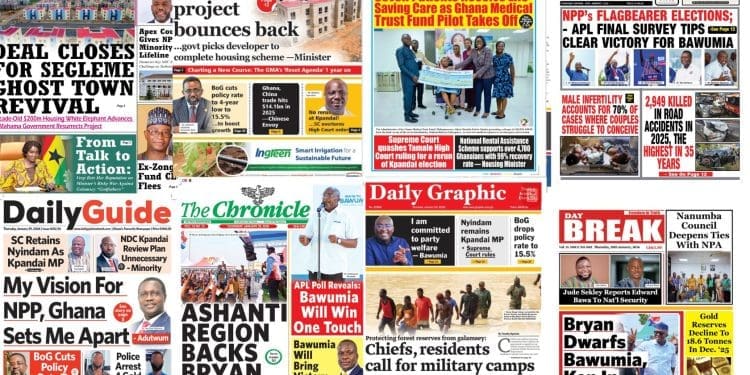 Newspapers, Ghana news, Headlines, Thursday January 29, 2026