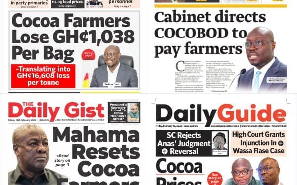 Newspapers, Ghana news, Headlines, Wednesday February 13, 2026