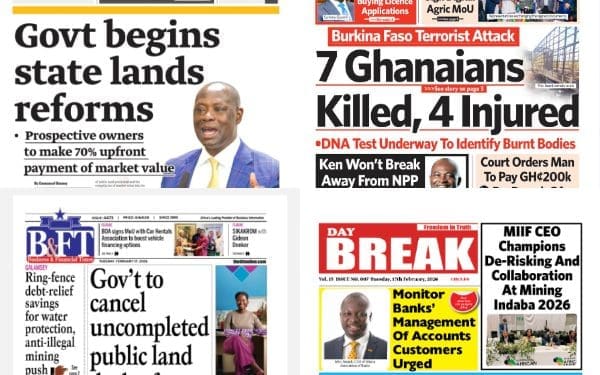 Newspapers, Ghana news, Headlines, Wednesday February 17, 2026