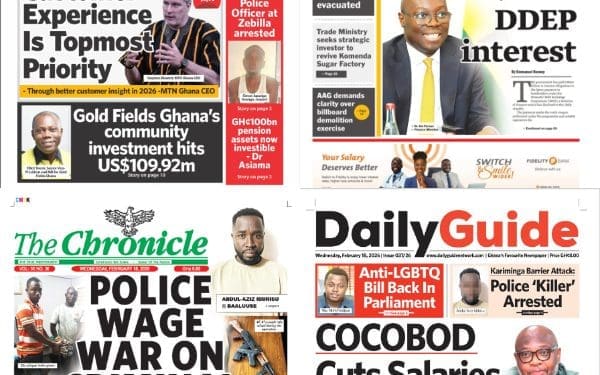 Newspapers, Ghana news, Headlines, Wednesday, February 18, 2026