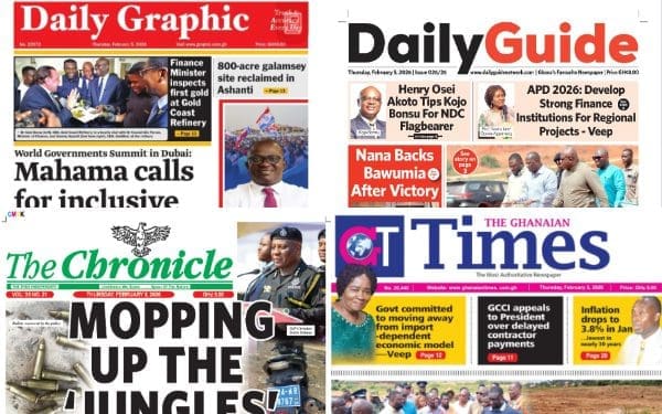 Newspapers, Ghana news, Headlines, Thursday February 5, 2026