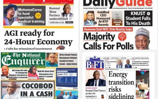 Newspapers, Ghana news, Headlines, Tuesday February 10, 2026